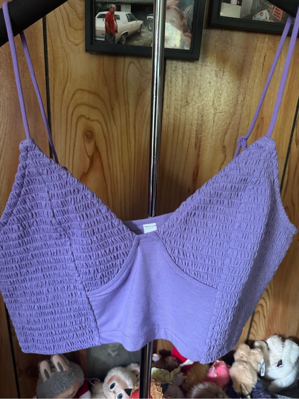 Zenana Outfitters Lilac Smocked Bandeau Bralette